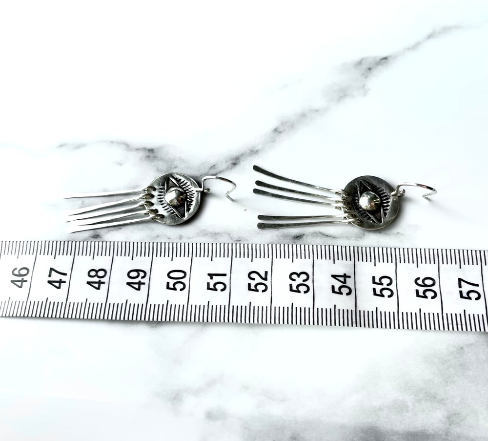 Silver Evil Eye Earrings Handmade Sterling Silver 925