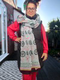 Image 1 of Thassos scarf -Baby Blue with peach trim