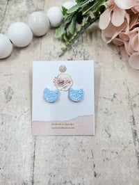 Image 3 of Blue Embossed Polymer Clay Stud Earrings (multiple styles)