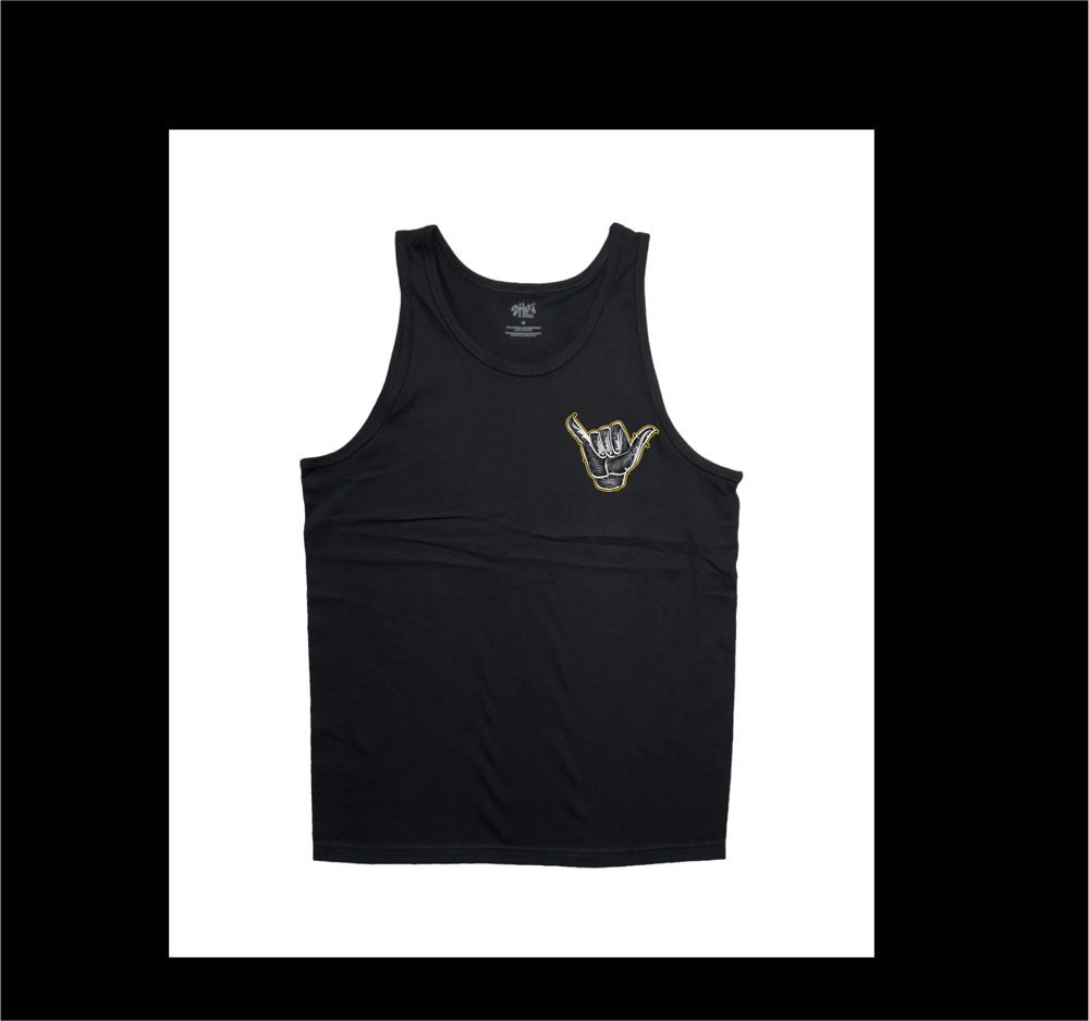 Image of Calligrafitti  Shaka Tank Top outlined  yellow