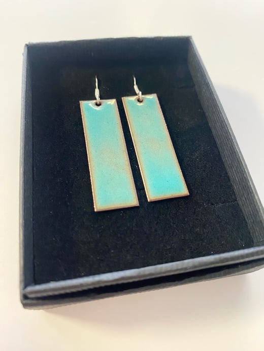 Iamrachel - Long Turquoise Rectangle Earrings 
