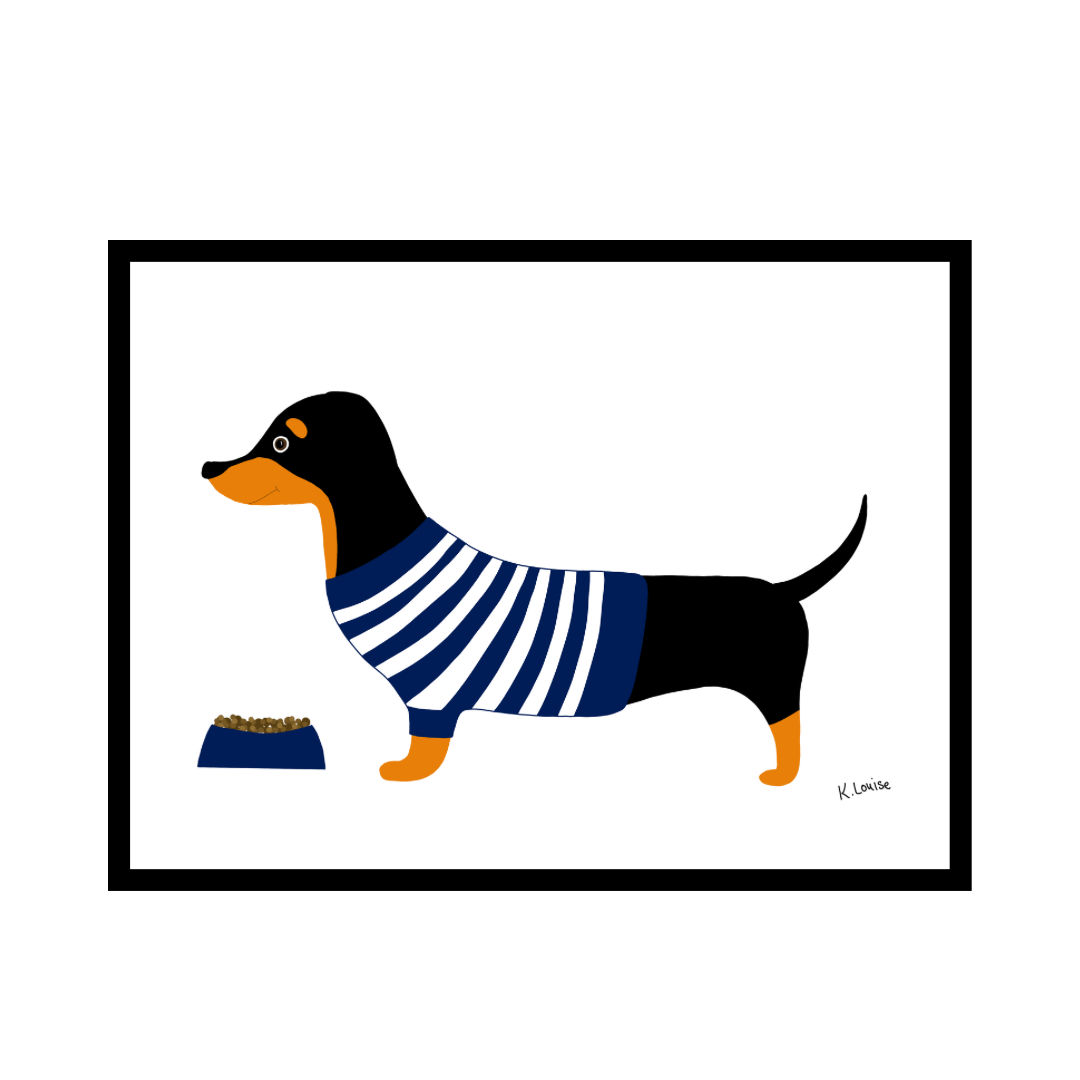 Blue & White Stripe Dachshund Print (5 Colours) | KL Earrings