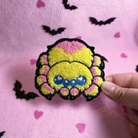 Image 1 of Fuzzy Yellow Tarantula  - 3.5 Inch - Embroidered, Iron-On Patch