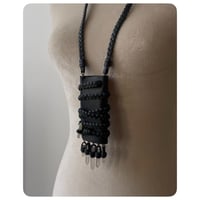 Image 4 of Wrap Pouch Necklace in Midnight Grey Leather 