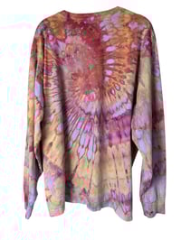 Image 7 of XL Unisex Adult Soft Long Sleeve Tee in Warm Spiral Ice Dye