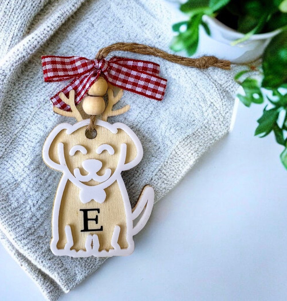 Image of Personalized Letter or Name Dog Ornament 