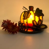 Image 3 of Iridescent Orange Pumpkin Patch Candle Holder 