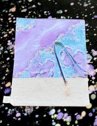 Image 1 of Handmade Canvas Brush Holder Amethyst Geode Print with Lemurian Crystals