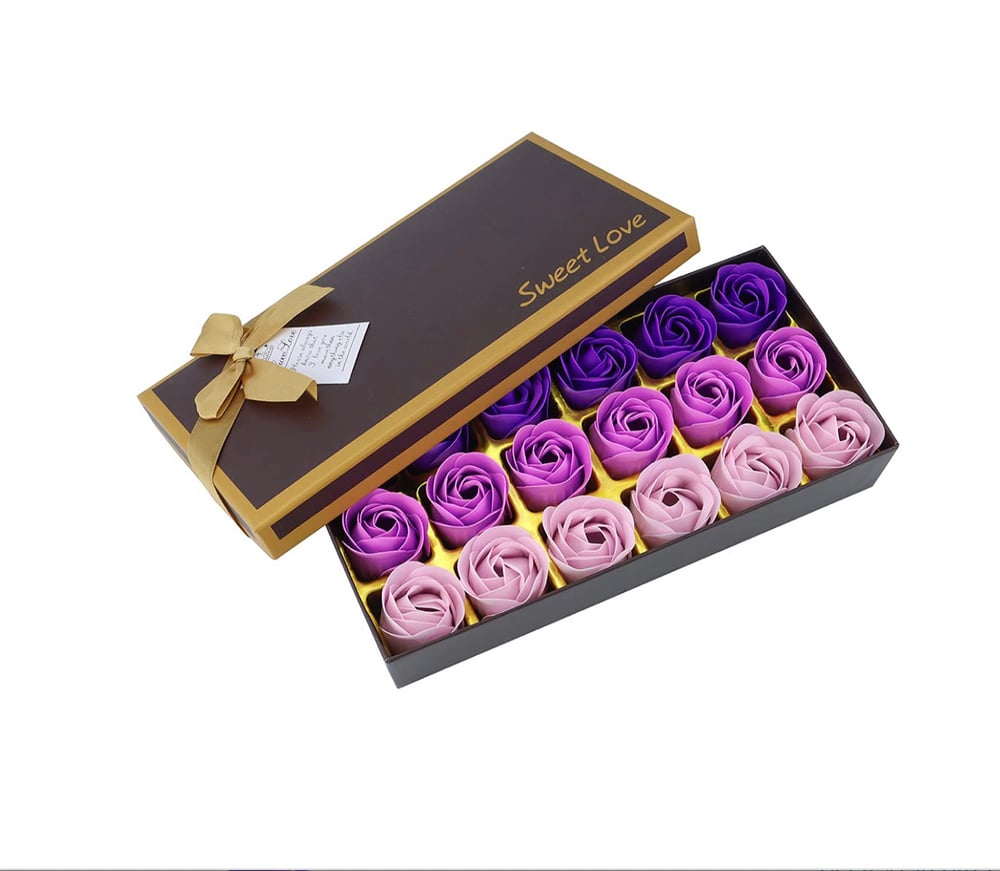 Rose "Purple" Soap ( 18 Bars gift Box)