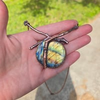 Image 4 of Electroformed pomegranate wood and labradorite necklace