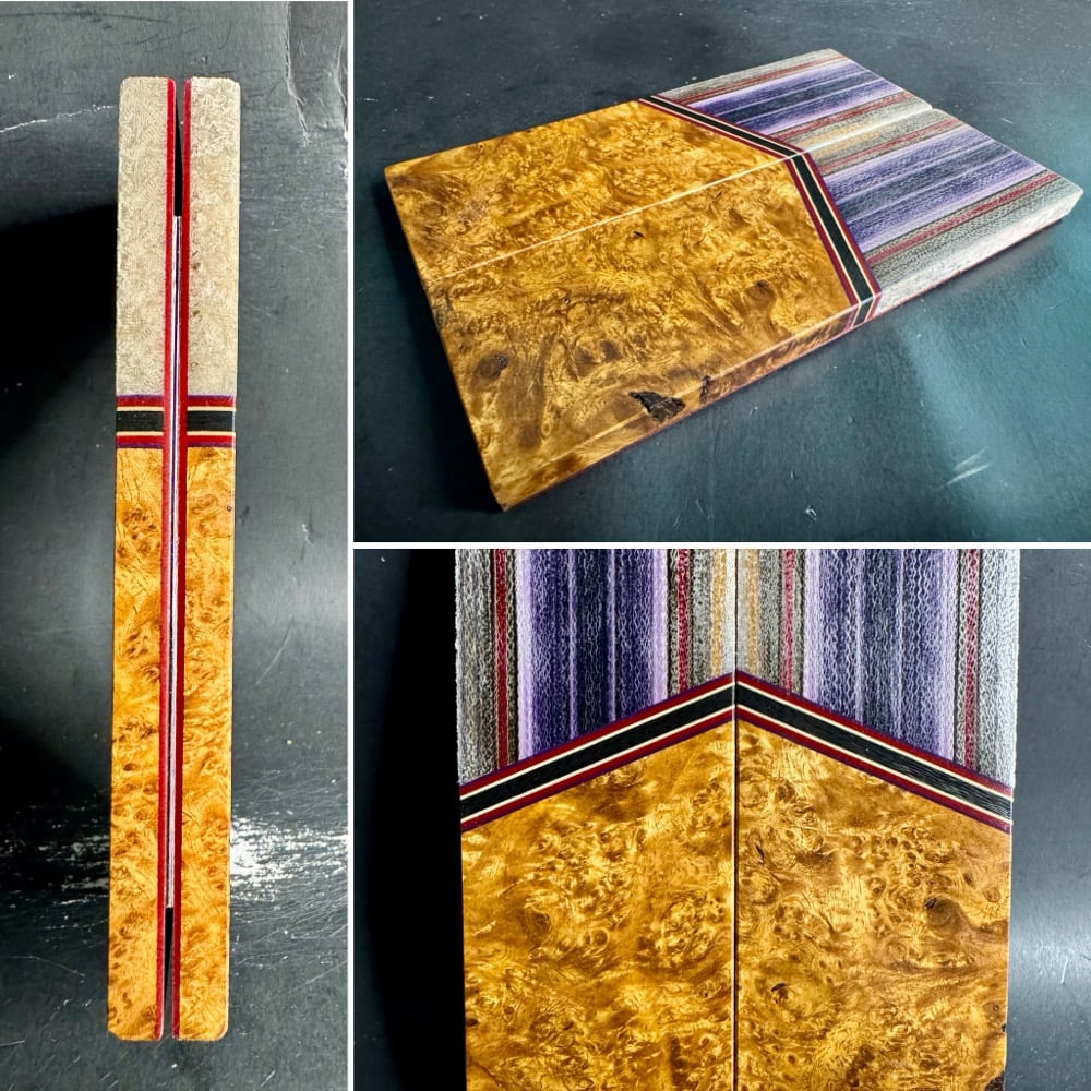 Image of G-carta & Amboyna Burl Segmented Knife Scales