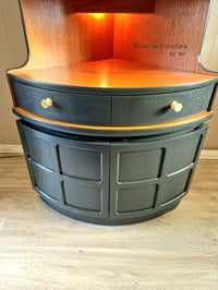 Image 9 of Mid Century Modern Luxury Corner Drinks Cabinet by Nathan - Dark Grey Vintage Cocktail Display Unit