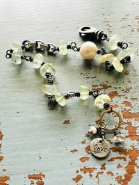 Image 1 of prehnite pearl charm bracelet in 14k and sterling silver