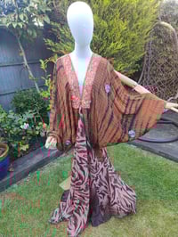 Image 4 of Wanderlust maxi dress Sari tie dye TAN & leopard 8- 18 uk