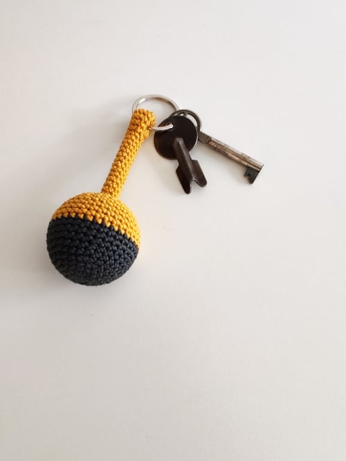 Image of Crochet Keychain in yellow and grey