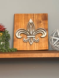 Image 1 of Hand-Cut Canary Wood Fleur-De-Lis