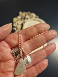 Image 3 of Silver Limpet Shell and Seaglass Necklace