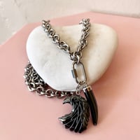 Image 4 of Chunky Hematite Eagle and Tusk Necklace