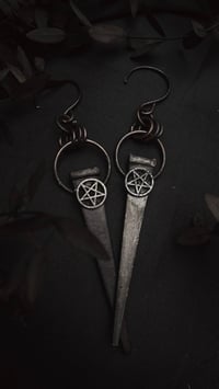 Image 3 of Pentagram coffin nail earrings