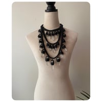 Image 4 of The Venus Necklace - Clear Quartz Crystals and Black Leather