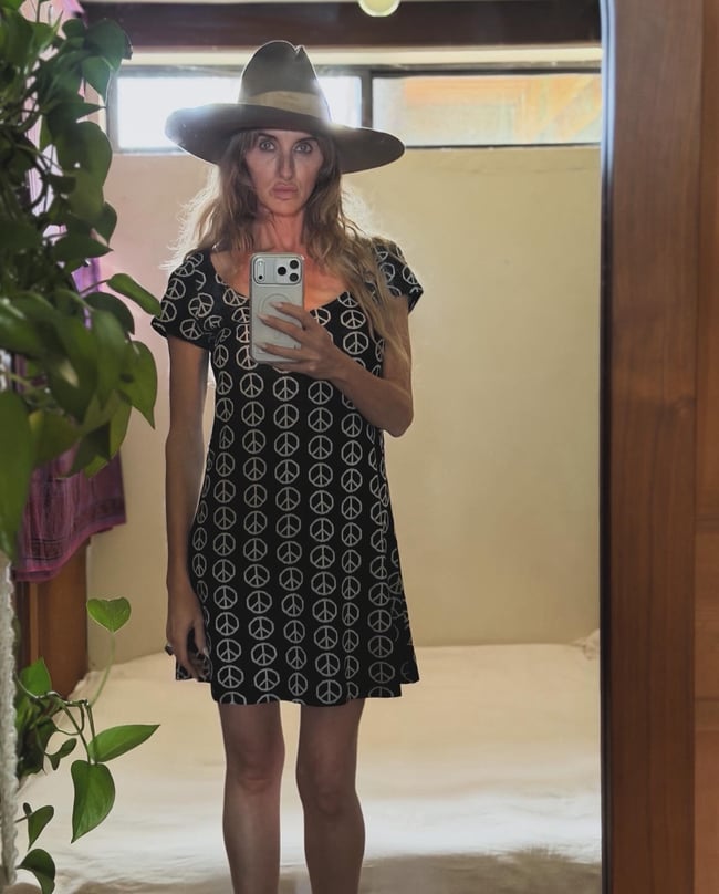 1967 Alvin Duskin knit rare PEACE dress vintage 60s