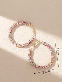 Image 3 of Sequin Colorful Hoop Earrings 