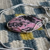 Image 5 of Rhodonite Cabochon Pendant on Necklace 