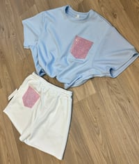 Image 1 of Diamanté pocket bubble top - 2 colours 