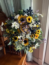 Image 1 of Sunflower wreath, home decor, outdoor indoor wreath 