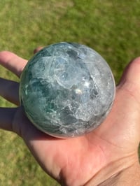 Image 4 of Green Fluorite Sphere With Rainbows #2179