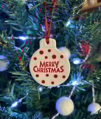 Image 1 of Ceramic Christmas Baubles. Set of 2