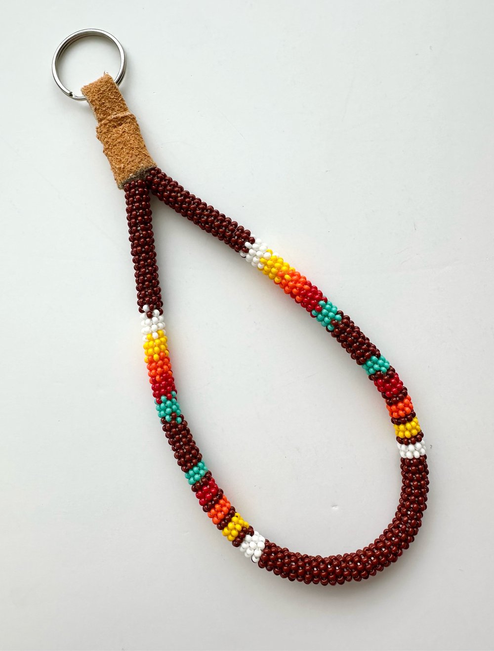 Image of Beaded Wristlet keychain - Brown