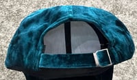 Image 2 of Teal Velvet Baseball Hat Teal Crystal Angel Wings