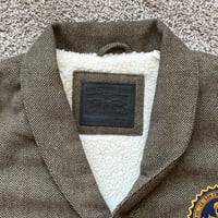 Image 3 of LEVIS JASPER CLUB COAT MENS SIZE LARGE WOOL BLEND HERRINGBONE OVERSIZED BROWN NEW