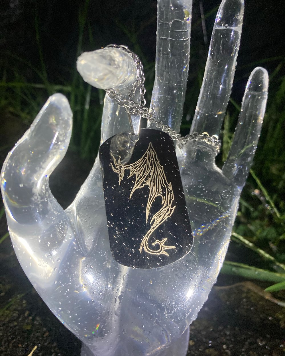 Engraved Dragon Wing necklace 