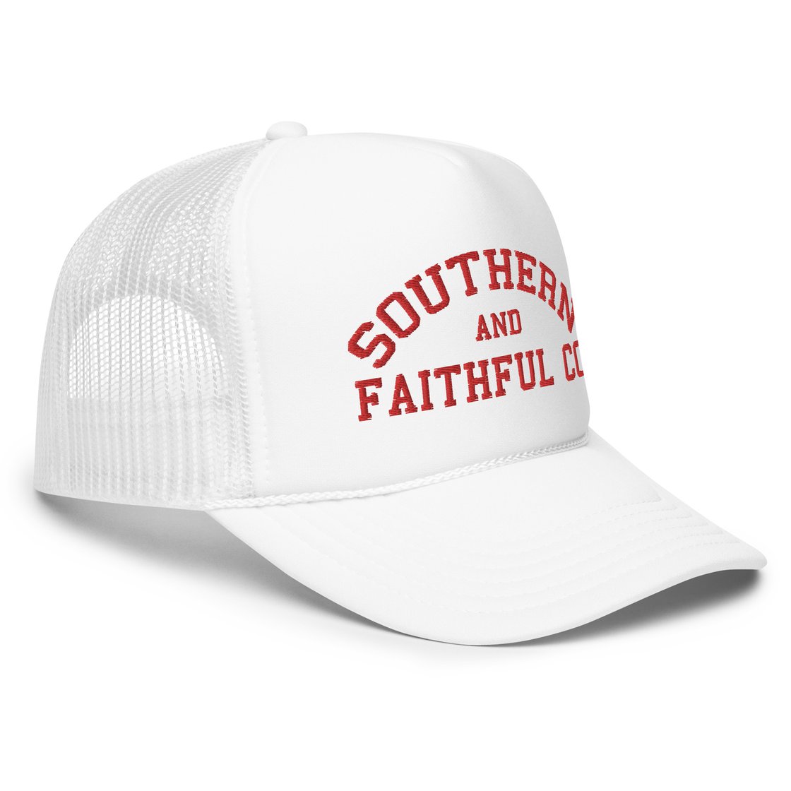 Image of Southern and Faithful Trucker- White and Red