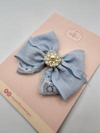 Image 1 of Spring Collection - Dusky Blue Emebellished Original Bow
