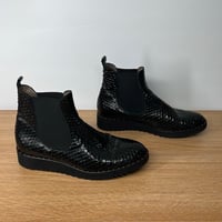 Image 8 of THE SHOE BOX Black Genuine Leather Snake Skin Textured Women’s Ankle Bootie’s