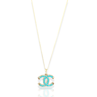 Image 2 of Teal Coco Chanel Logo Necklace