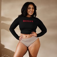 Image 1 of Long-Sleeve Black History Bossy Crop Top