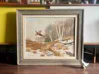 Image 1 of Large Oil Pheasant Painting on Canvas