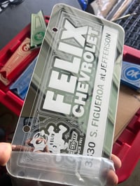CHROME & WHITE FELIX ICONIC LICENSE PLATE 