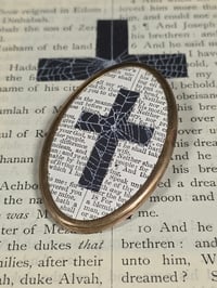 Image 1 of Vintage Brooches- 1800's pocket bible page & preserved baby spider webs - 2