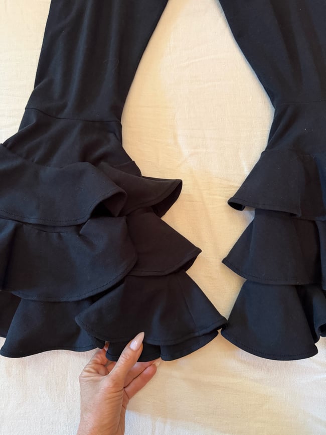 vintage OMO norma Kamali stretch ruffle flamenco pants trousers 