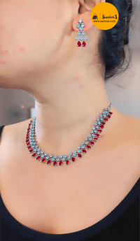 Image 12 of Usha- Simple yet Beautiful American Diamond Necklace Set