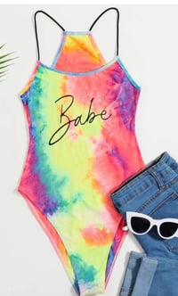 Image 1 of  Graphic Tie Dye Cami Bodysuit