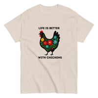 Image 12 of Unisex classic tee, Life Is Better With Chickens T-Shirt | Farm Life Floral Chicken Graphic Tee