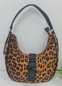 Image 3 of Leopard Print Buckle Detail Shoulder Bag