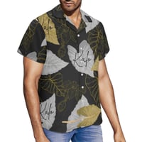 Image 2 of Men's Pique Kalo in Black Print Collard Shirt