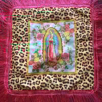 Image 4 of Raspberry Pink Fringe Virgin Leopard Cushion Cover